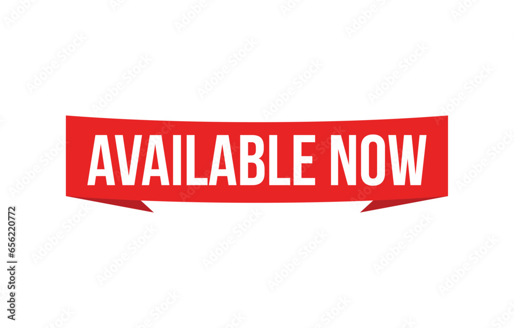 Vector illustration modern Available now banner, Isolated web element. Vector illustration modern Available now banner, Isolated web element.