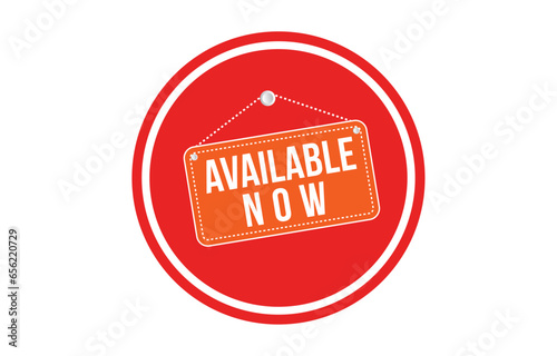 Available now banner design. Available now icon. Flat style vector illustration.