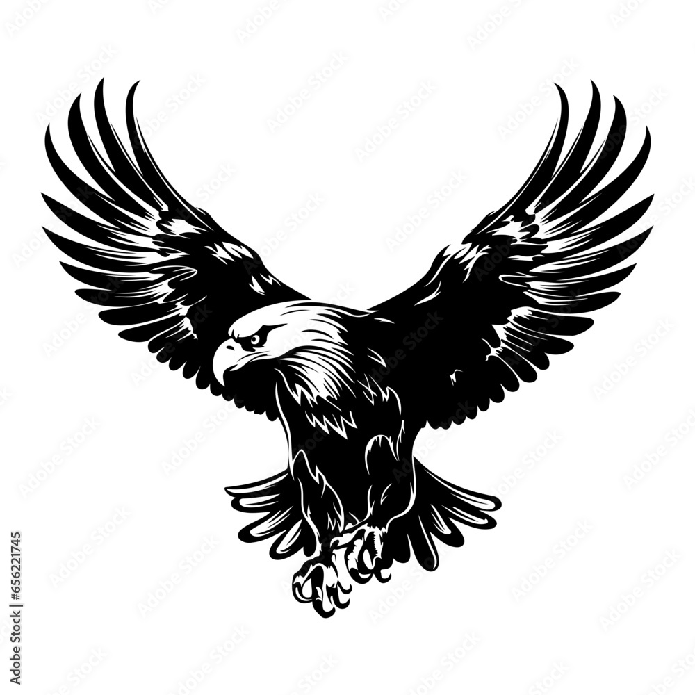 Fototapeta premium Bald flying eagle Illustrations