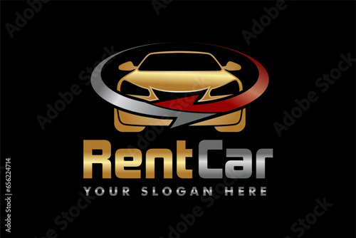 Car rent logo design template for company gold