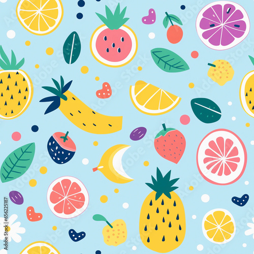 fruits cartoon colorful seamless pattern