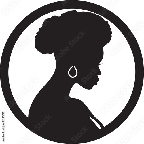 Monogram Silhouette of Caribbean Woman having curly hairs