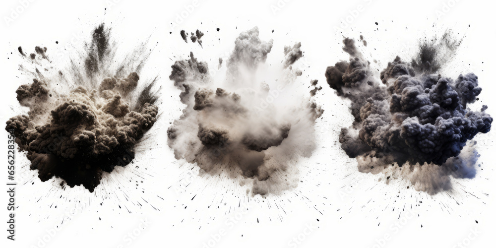 photograph of Set of explosion isolated on white background generative ai - obrazy, fototapety, plakaty 