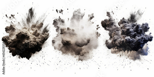 photograph of Set of explosion isolated on white background generative ai photo