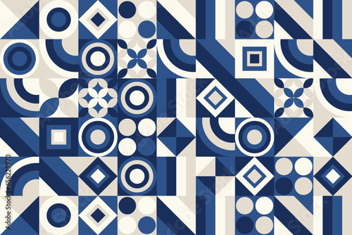 Abstract Geometric Pattern Artwork. Retro colors and white background. 