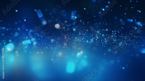 Abstract blue bokeh background banner with futuristic data technology concept photo