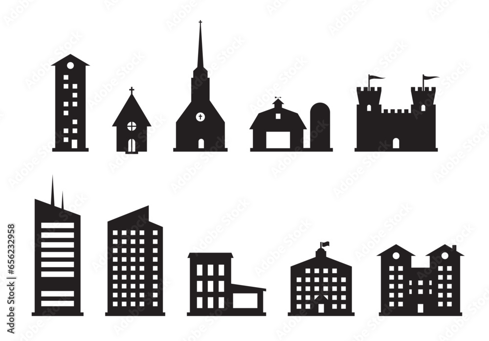 Set of castle and building icons