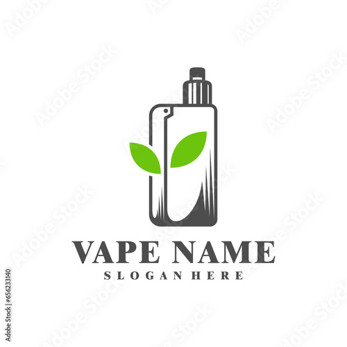 Vape with Leaf logo design concept vector. Vaping illustration design