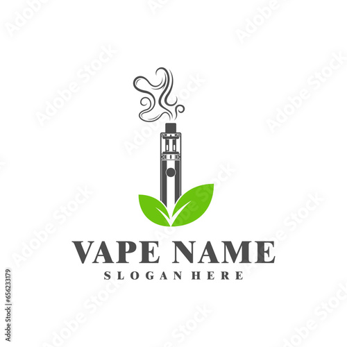 Vape with Leaf logo design concept vector. Vaping illustration design