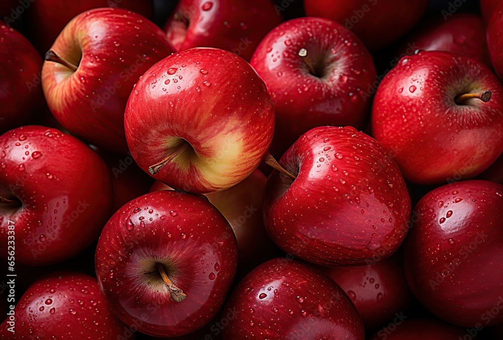 a pile of red apples of different kinds, in the style of highly polished surfaces a pile of red apples of different kinds, in the style of highly polished surfaces