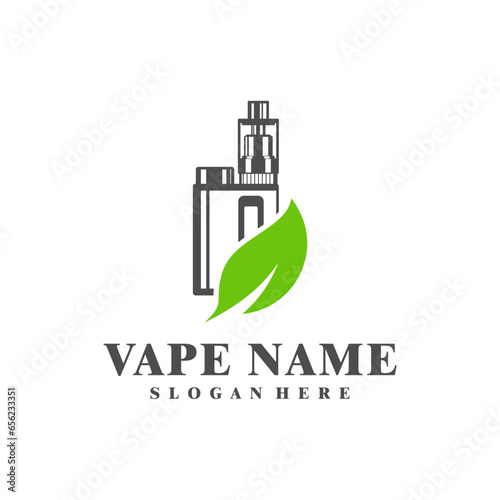 Vape with Leaf logo design concept vector. Vaping illustration design