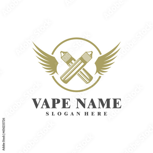 Vape with Wing logo design concept vector. Vaping illustration design