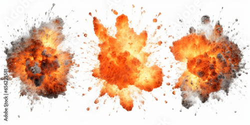 photograph of Set of explosion isolated on white background photo