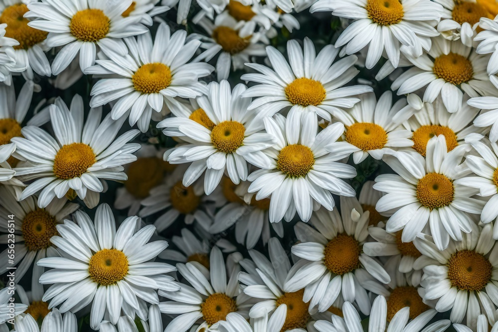 a bunch of white flowers with yellow centers - AI Generative a bunch of white flowers with yellow centers - AI Generative