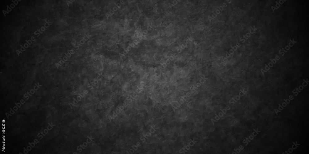Dark Black background texture, old vintage charcoal black backdrop paper with watercolor. Abstract background with black wall surface, black stucco texture. Black gray satin dark texture luxurious. 