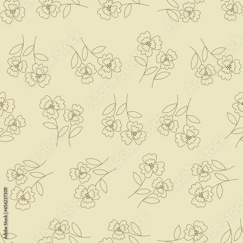 Flower line art seamless pattern. Suitable for backgrounds, wallpapers, fabrics, textiles, wrapping papers, printed materials, and many more.