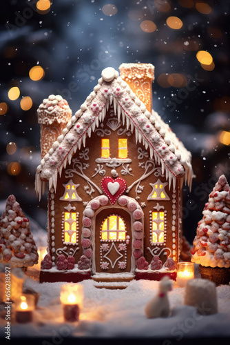 Gingerbread House Christmas Scene photo