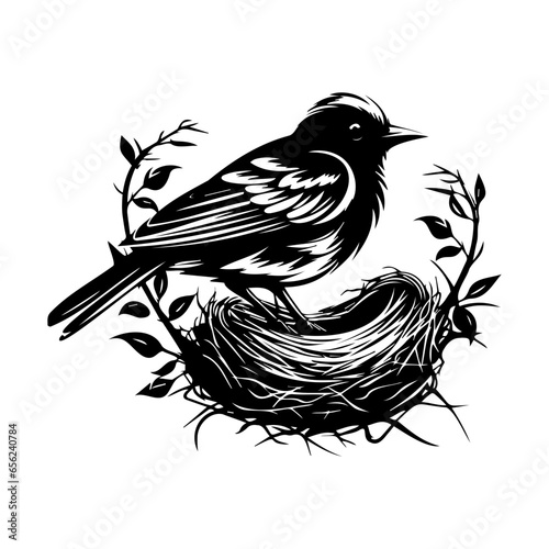 Bird on a nest vector illustration