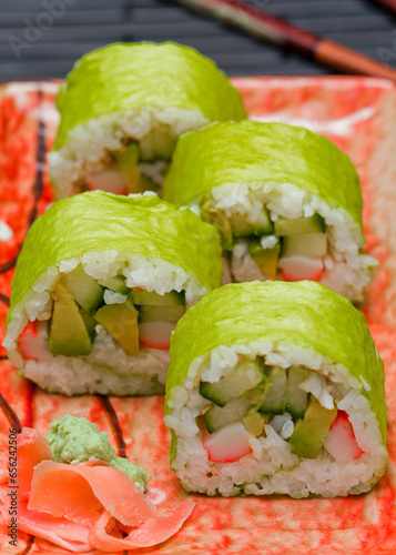 Fresh green sushi rolls 