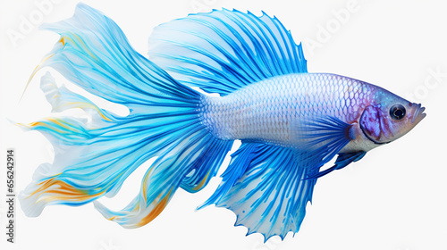A Blue white and orange betta fish with isolated on transparent background PNG © Rames studio