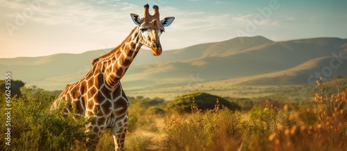 Giraffe in South African park photo