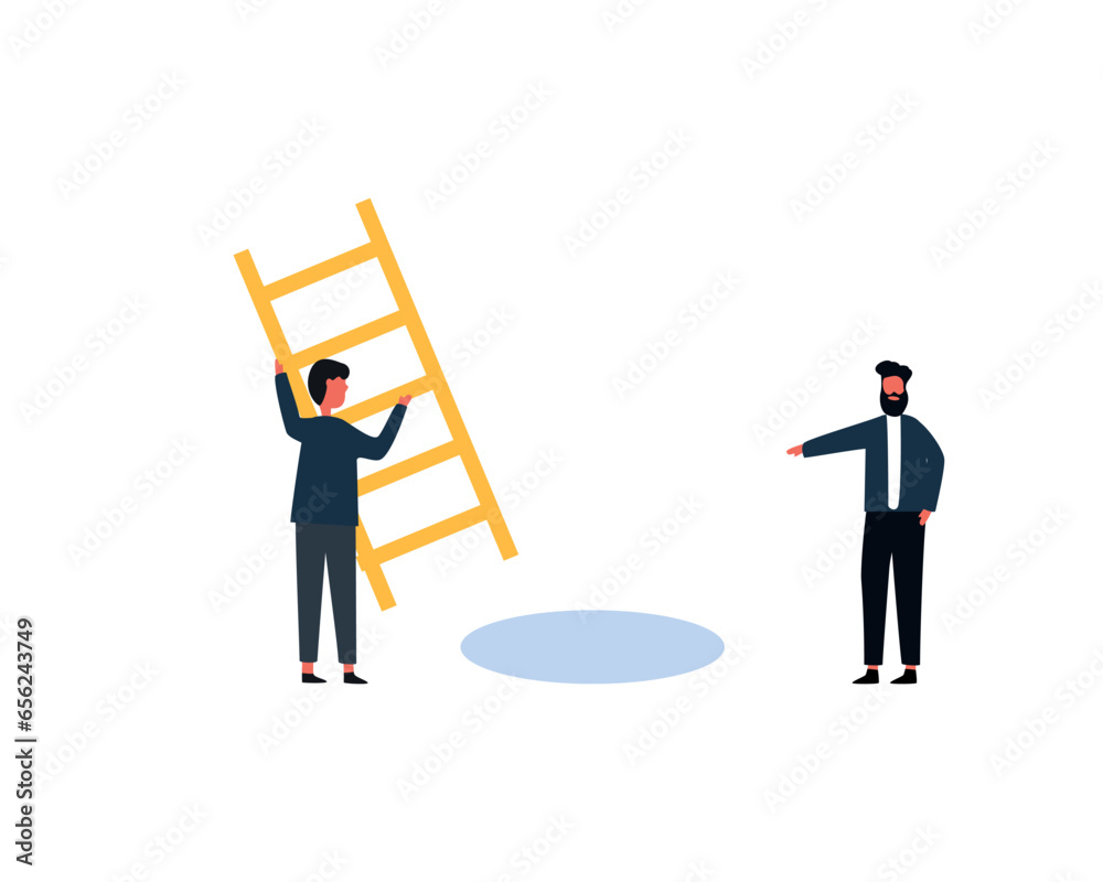 Fototapeta premium Edited from a businessman Solving business problems of two businessmen. solving business problem metaphor. Solving business obstacles