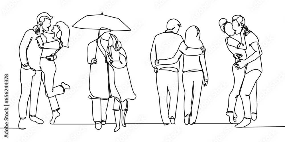Couple Trendy Line Art Drawing Set. One Line Couple Illustration. Happy Lovers Minimalistic Black Lines Drawing. Continuous One Line Abstract Drawing. Modern Scandinavian Design. Vector EPS 10 Couple Trendy Line Art Drawing Set. One Line Couple Illustration. Happy Lovers Minimalistic Black Lines Drawing. Continuous One Line Abstract Drawing. Modern Scandinavian Design. Vector EPS 10