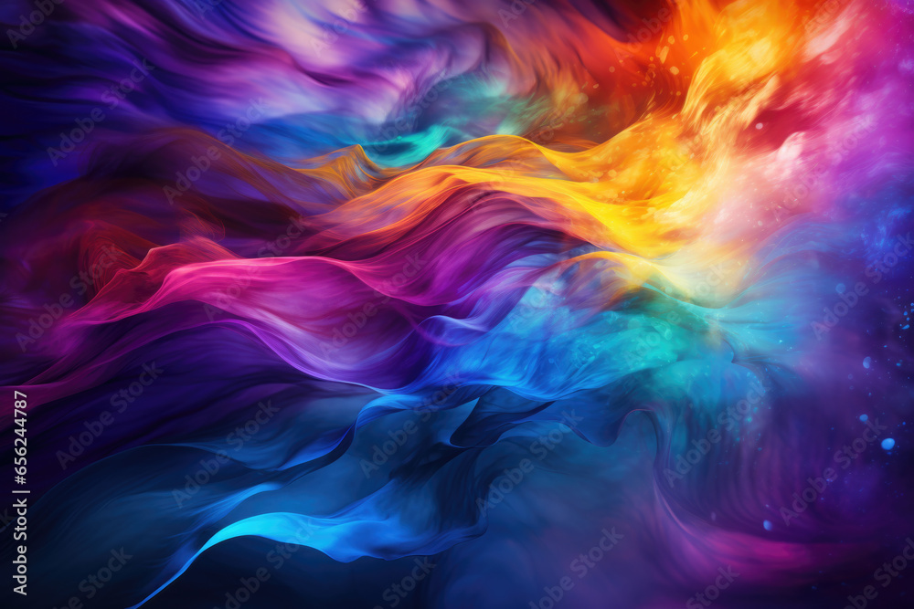 Vibrant and colorful multicolored background with contrasting black backdrop. This versatile image can be used in various designs and projects.