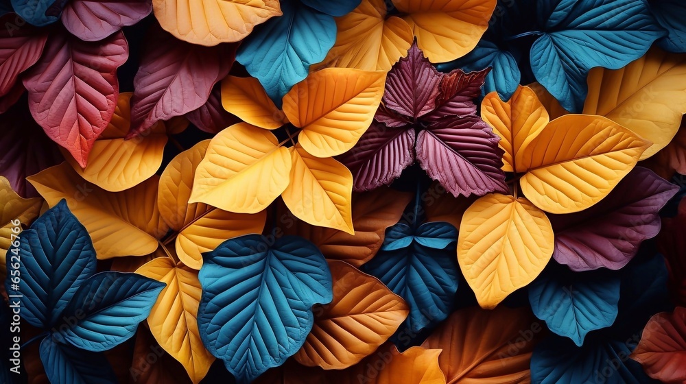 Autumn leaves seamless background, top view. AI generated