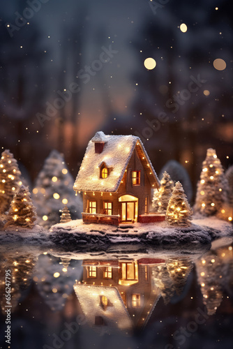 Gingerbread House Christmas Scene © LadyAI