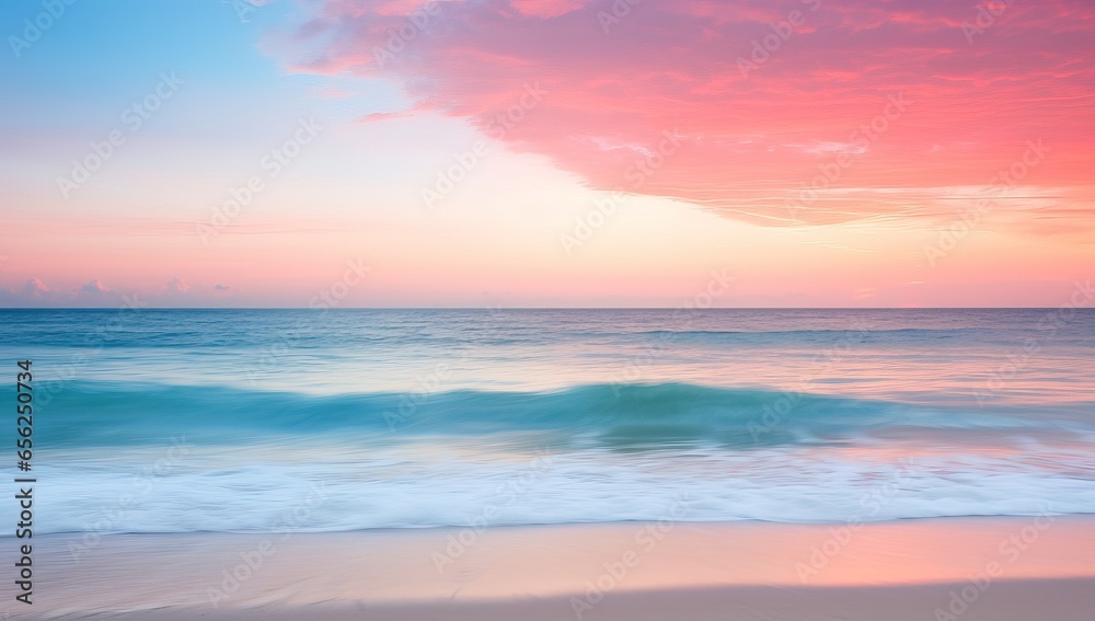 Beautiful sunset on the beach. Panoramic seascape