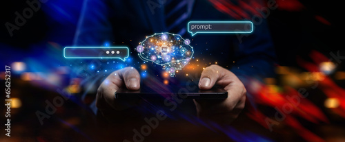 Creating a set of commands for AI to work as desired, using artificial intelligence technology to help reduce business processes and costs. Concepts of using artificial intelligence and AI technology.