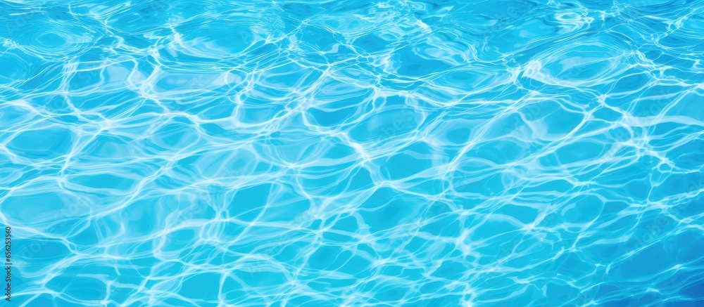 Summer background featuring the textured surface of a blue swimming pool