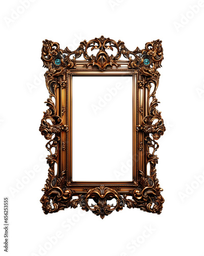 Picture frame in a white frame on a transparent background, mock-up for poster, photo, image, picture, wall art mockup