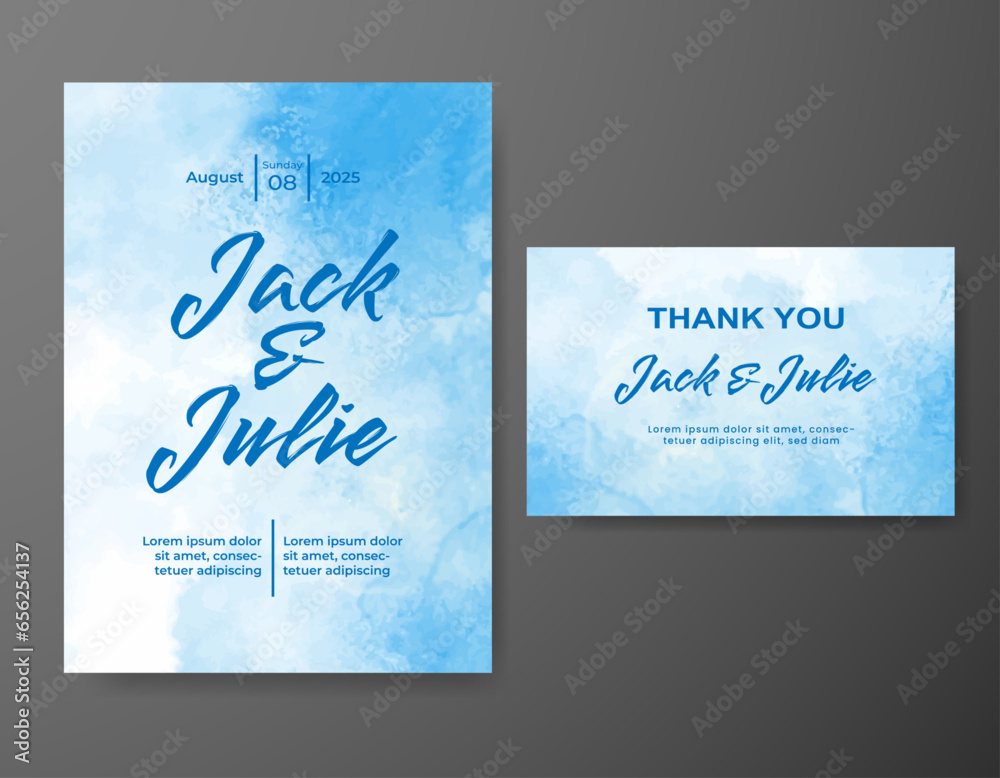 Wedding invitation with abstract watercolor background