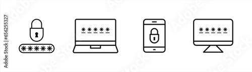 password icon set. security icon thin line. vector illustration