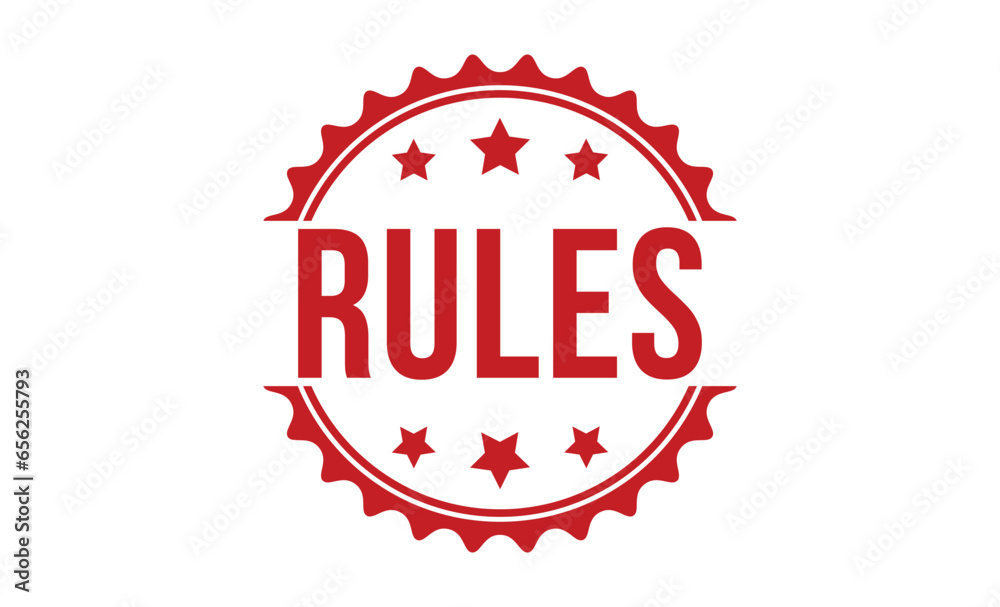 Obraz premium Rules Red Rubber Stamp vector design.