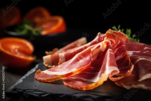 Delicious sliced ham of jamon
