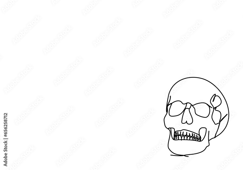The human skull. One line drawing vector illustration.