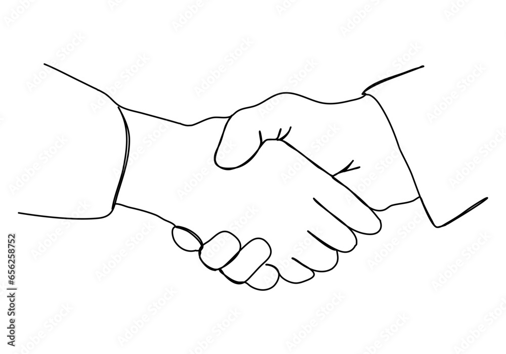 One line drawing handshake, vector illustration. One line drawing handshake, vector illustration.