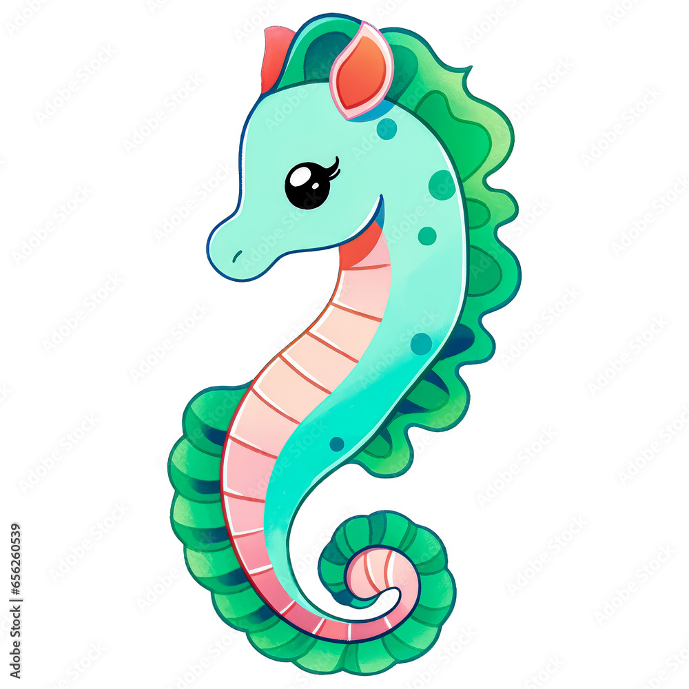 Fototapeta premium Chibi Sea Horse Clipart
