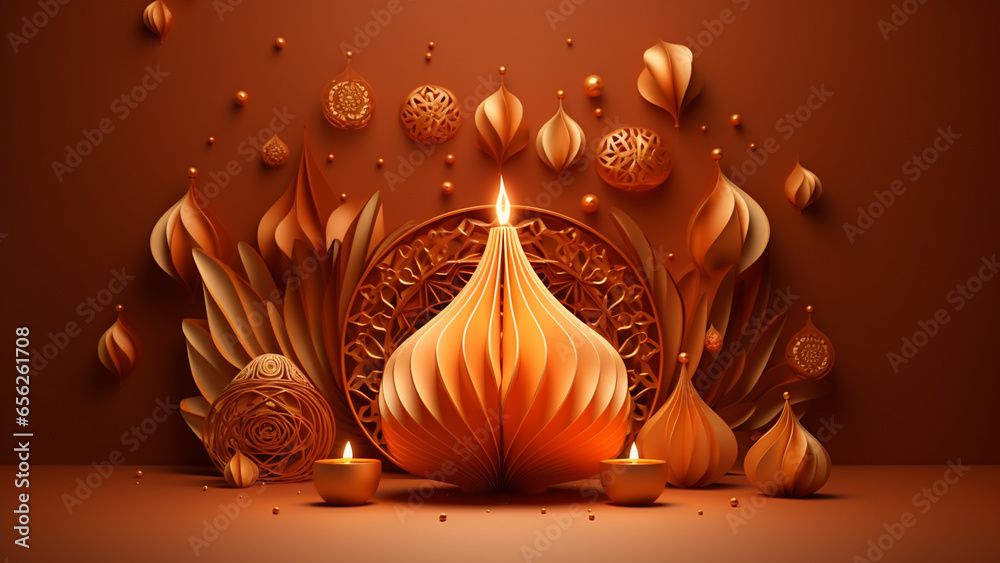 colorful diwali background concept with latern or lamps