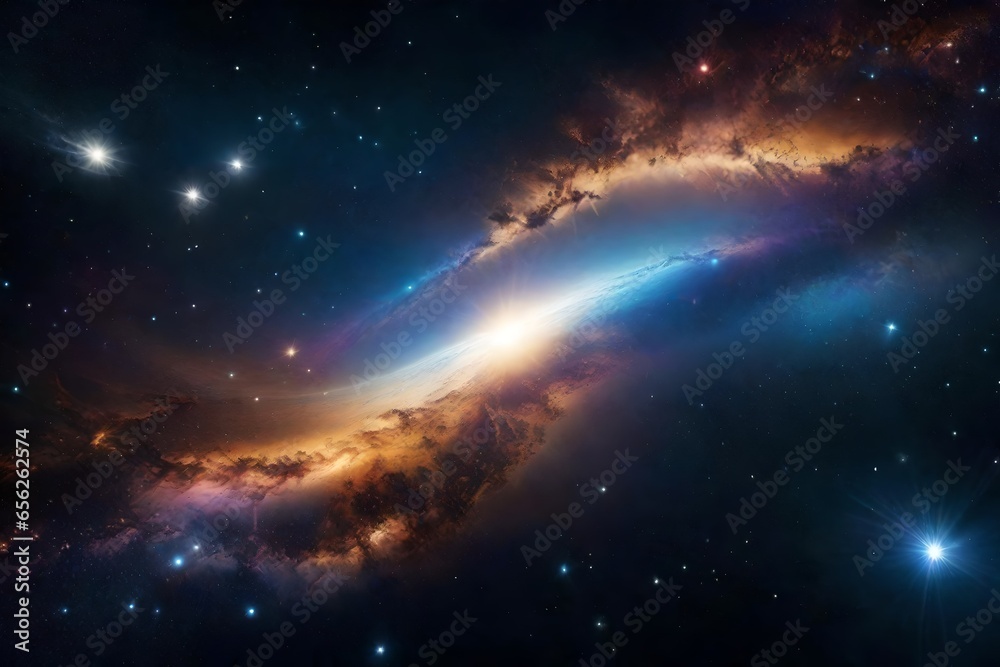 Illustration of galaxy with stars and space dust in the universe - AI Generative Illustration of galaxy with stars and space dust in the universe - AI Generative