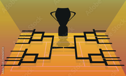 Bracket of sport tournament, blank elimination event sign, playoff match vector illustration. photo