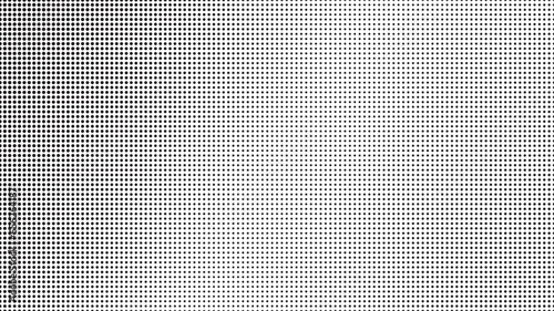 Halftone vector background. Monochrome halftone pattern. Abstract geometric dots background. Pop Art comic gradient black white texture. Design for presentation banner, poster, flyer, business card.