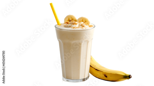 Milkshake à la Banane, focus en gros plan, en transparence et sans background