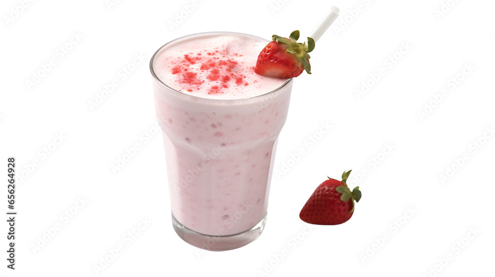 Milkshake à la Fraise, focus en gros plan, en transparence et sans background Milkshake à la Fraise, focus en gros plan, en transparence et sans background