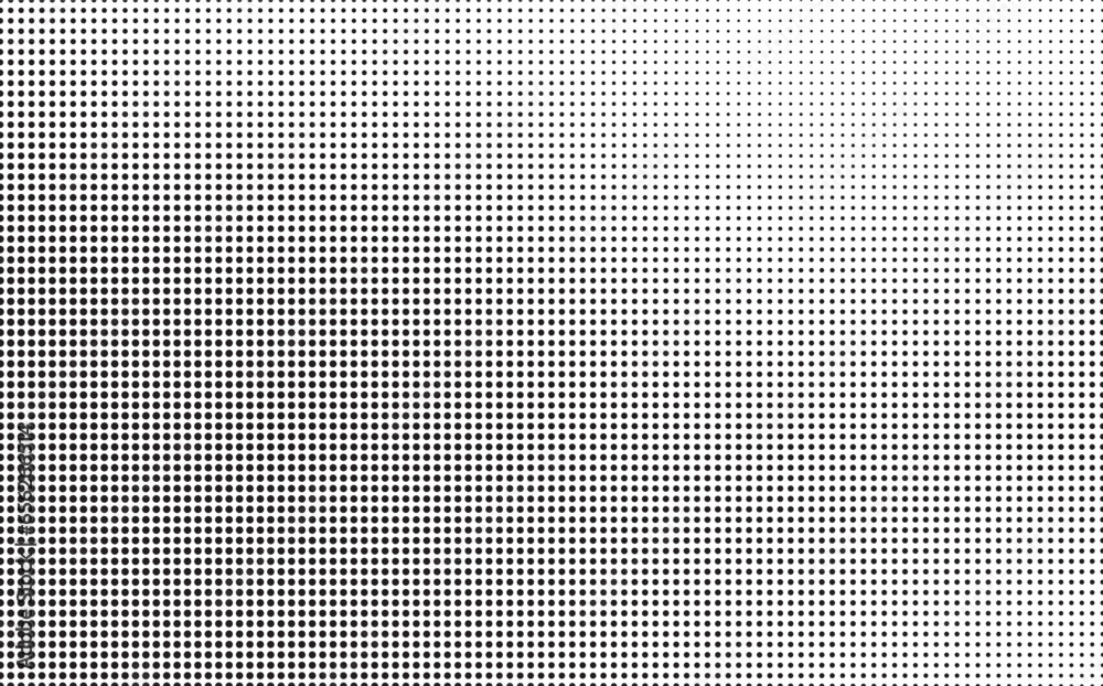 Halftone vector background. Monochrome halftone pattern. Abstract geometric dots background. Pop Art comic gradient black white texture. Design for presentation banner, poster, flyer, business card.	