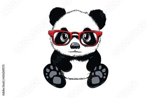 Panda with Specs: A Vector Illustration of a Stylish Panda Rocking Glasses