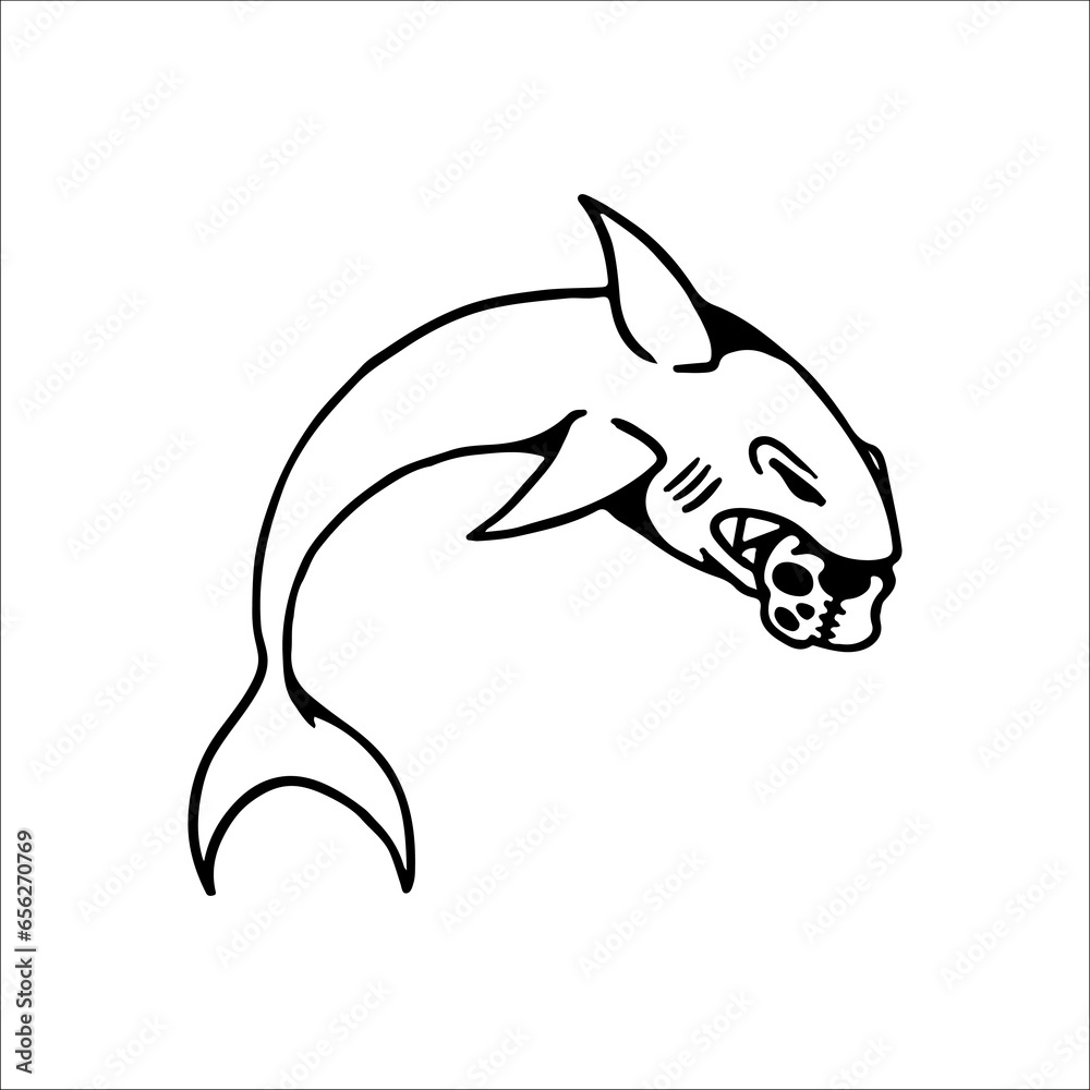 vector illustration of a scary shark eating vector illustration of a scary shark eating